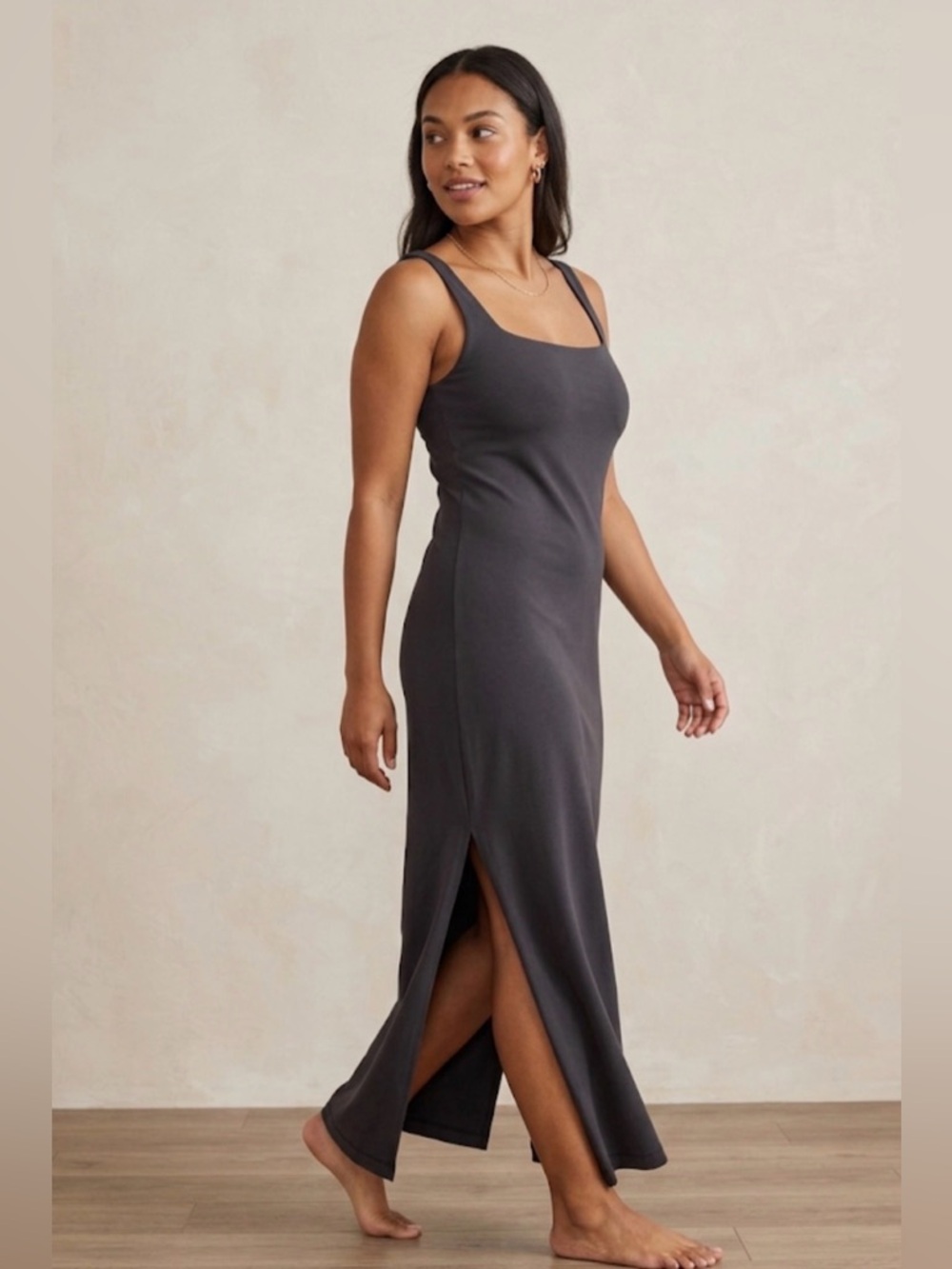 FLX Sleek Black Maxi Dress with Square Neckline Women’s size Large like new